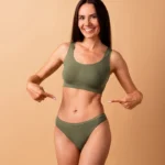 stunning woman showing thin waist abdominal muscles